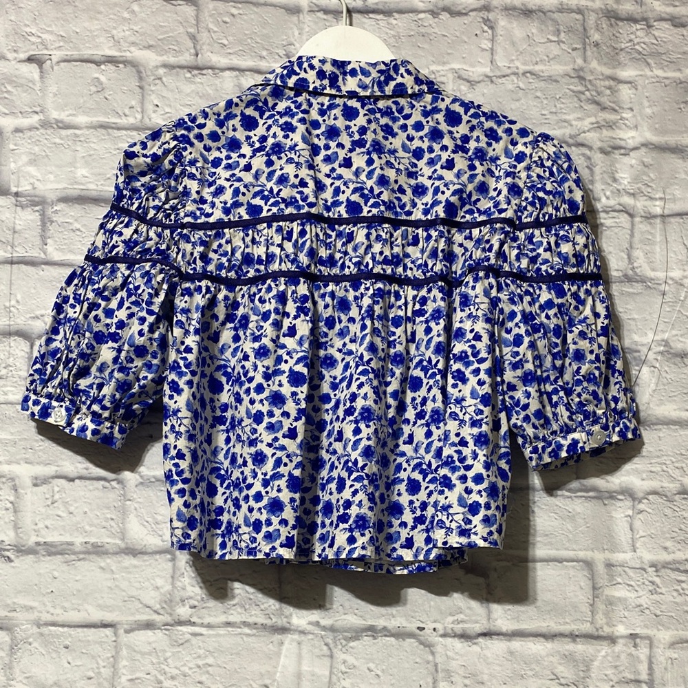 Maeve Blue Floral Button Down Shirt - Picture 4 of 8